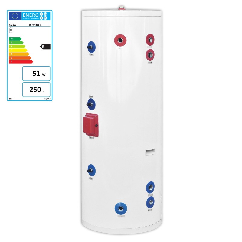 Tanque, acumulador de agua caliente sanitaria 250 l. (un serpentín de 32 mm de acero inoxidable)